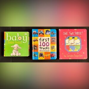 Baby/Toddler Board Book Bundle: First 100 Trucks,Baby Baa Baa! & One,Two,Three!